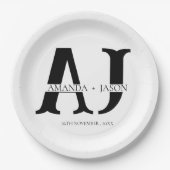 Elegante Monogram bruid bruidegom namen bruiloft p Papieren Bordje (Voorkant)