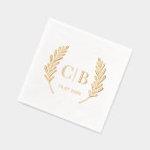 Elegante Monogram Bruid en Bruidegom Custom Folie Servetten (Links)