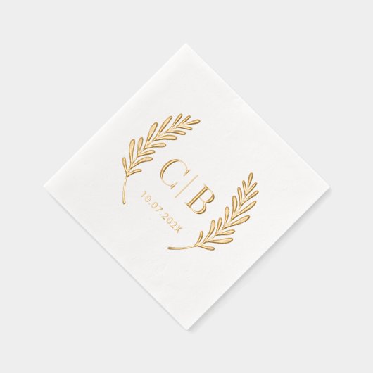 Elegante Monogram Bruid en Bruidegom Custom Folie Servetten (Rechts)