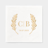 Elegante Monogram Bruid en Bruidegom Custom Folie Servetten (Voorkant)