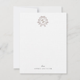Elegante monogram bruiloft cadeau notitiekaartje