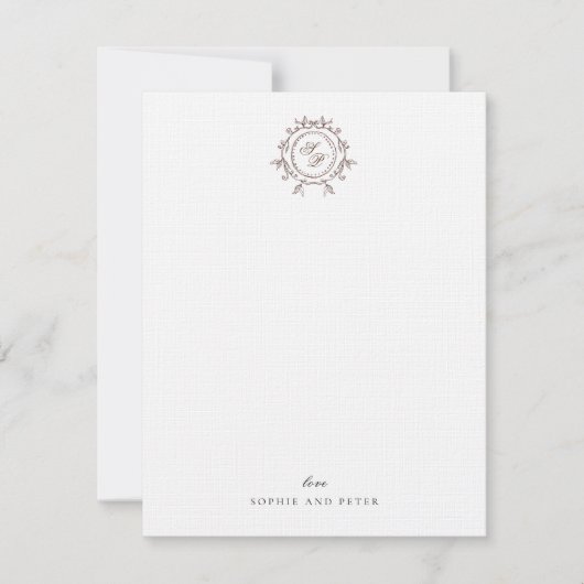 Elegante monogram bruiloft cadeau notitiekaartje (Voorkant)