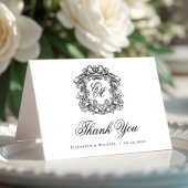 Elegante  Monogram Bruiloft Crest Bedankkaart