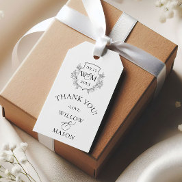 Elegante  Monogram bruiloft Dank u Cadeaulabel