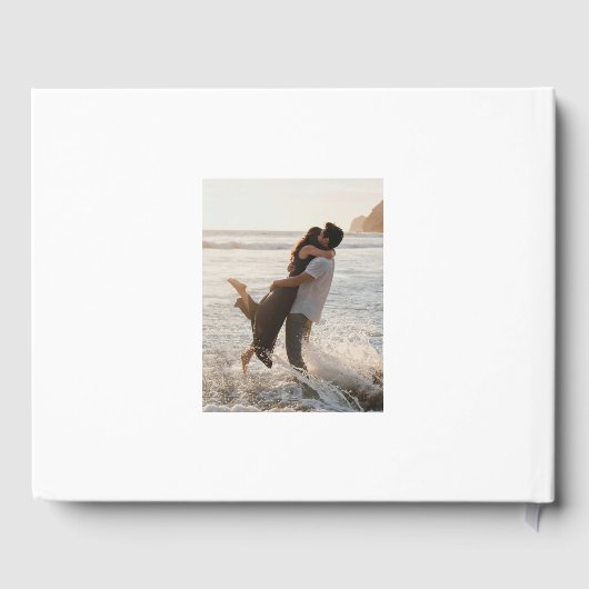 Elegante Monogram Bruiloft Foto Goud Wit Gastenboek (Achterkant)