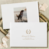Elegante Monogram Bruiloft Foto Goud Wit Gastenboek