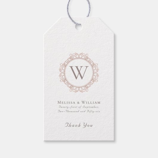Elegante Monogram Bruiloft Moderne Favor Classic Cadeaulabel (Voorkant)