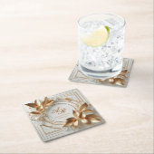 Elegante Monogram Bruiloft Papieren Coasters Kartonnen Onderzetters (Insitu)