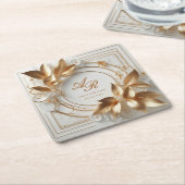 Elegante Monogram Bruiloft Papieren Coasters Kartonnen Onderzetters (Schuin)