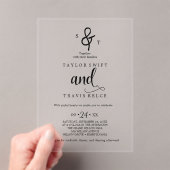 Elegante Monogram Calligrafie Acryl bruiloft Uitnodigingen (Insitu (Draagbaar))