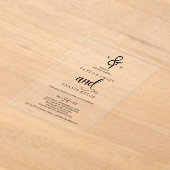 Elegante Monogram Calligrafie Acryl bruiloft Uitnodigingen (Laagn)