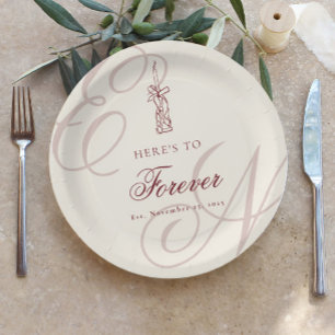 Elegante Monogram Calligrafie Bruiloft Papieren Bordje