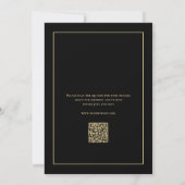 Elegante Monogram Classy Zwart Goud QR Code Huweli Kaart (Achterkant)