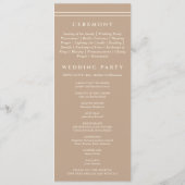 Elegante Monogram Cream Taupe Trouwprogramma Programmakaart (Achterkant)