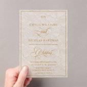 Elegante Monogram Crème Bloemen Bruiloft Acryl Uitnodigingen (Insitu (Draagbaar))