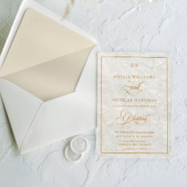 Elegante Monogram Crème Bloemen Bruiloft Acryl Uitnodigingen