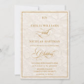 Elegante Monogram Crème Bloemen Bruiloft Kaart (Voorkant)