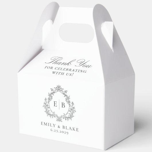 Elegante  Monogram Crest bruiloft Dank u Bedankdoosjes (Voorkant)