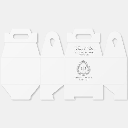 Elegante  Monogram Crest bruiloft Dank u Bedankdoosjes (Ongevouwen)