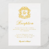 Elegante Monogram Crest bruiloft receptie Folie Ka Folie Feestdagen Briefkaart (Voorkant)