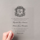 Elegante Monogram Crest Formele Bruiloft Acryl Uitnodigingen (Insitu (Draagbaar))