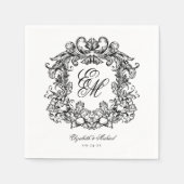 Elegante Monogram Crest Script Wedding Servet (Voorkant)