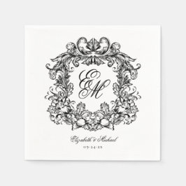 Elegante  Monogram Crest Script Wedding Servet