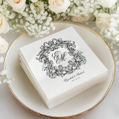 Elegante  Monogram Crest Script Wedding Servet