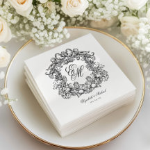 Elegante  Monogram Crest Script Wedding
