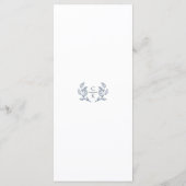 Elegante Monogram Crest Stofblauwe Frame Bruiloft Menu (Achterkant)