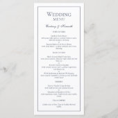 Elegante Monogram Crest Stofblauwe Frame Bruiloft Menu (Voorkant)
