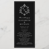 Elegante Monogram Crest Trouwceremonie Programmakaart (Voorkant)