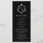 Elegante Monogram Crest Trouwceremonie Programmakaart (Voorkant)