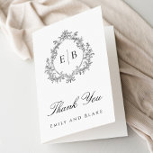 Elegante Monogram Crest Wedding Dank u Bedankkaart