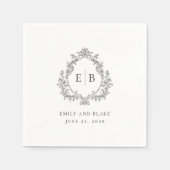 Elegante Monogram Crest Wedding Logo Servet (Voorkant)