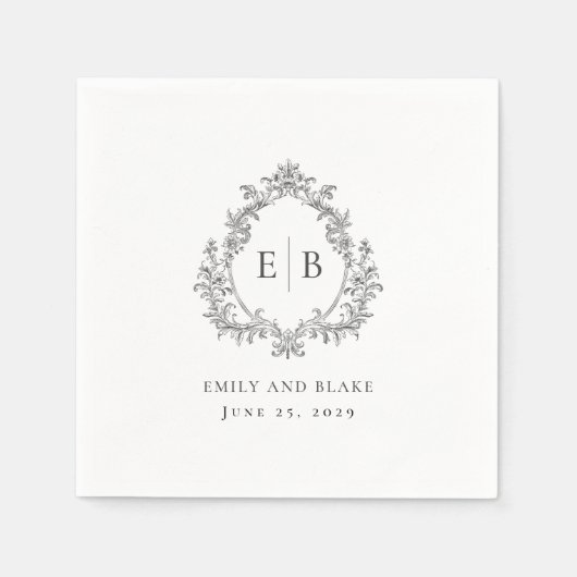 Elegante Monogram Crest Wedding Logo Servet (Voorkant)