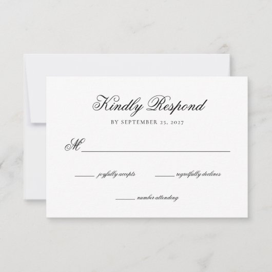 Elegante Monogram Crest Wedding RSVP Kaart (Voorkant)