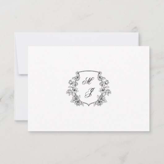Elegante Monogram Crest Wedding RSVP Kaart (Achterkant)