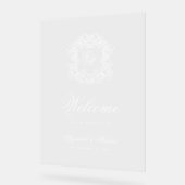 Elegante  Monogram Crest Wedding Welkom Acryl Bord (Hoek)