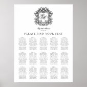 Elegante Monogram Crest Wedding Zittingkaart Poster (Voorkant)