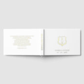Elegante Monogram Crest Wit en Gouden Bruiloft Gastenboek (Volledig)