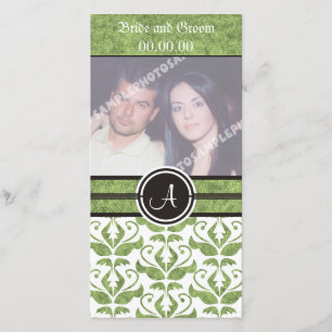 Elegante Monogram Damast 'Save The Date' Fotokaart Save The Date