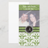Elegante Monogram Damast 'Save The Date' Fotokaart Save The Date (Voorkant / Achterkant)