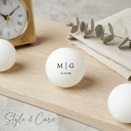 Elegante Monogram Datum Aangepaste Ping Pong Bal C Pingpongbal