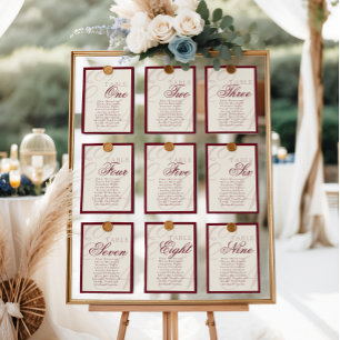 Elegante Monogram Diep Rode Tafel Zitplaatskaart Kaart