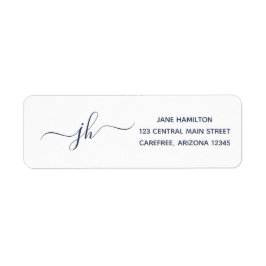 Elegante Monogram Donkerblauwe Retouradres Etiket