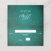 Elegante Monogram Donkergroene bruiloft Plaatskaartje (Buitenkant ongevouwen)