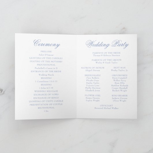 Elegante Monogram Dusty Blue Crest Wedding Programma (Binnen)