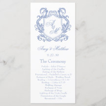 Elegante Monogram Dusty Blue Crest Wedding