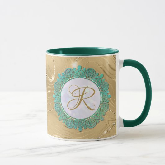 Elegante Monogram Eerste Letters met Mandala Mok (Rechts)